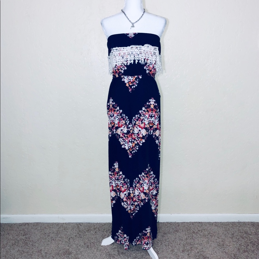Tube Top Strapless Floral Maxi Dress